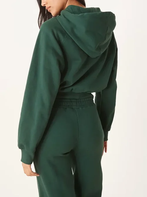 Customize your dark green cropped hoodie sweatshirt - Image 3