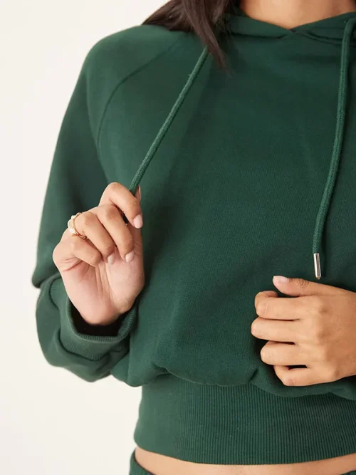 Alternative view of Customize your dark green cropped hoodie sweatshirt