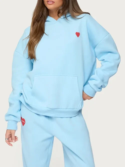 Heart logo printed loose hoodies custom