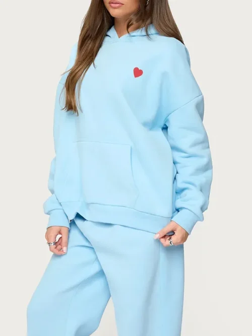 Alternative view of Heart logo printed loose hoodies custom