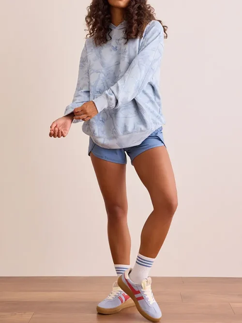 Custom Unisex loose hoodies light blue tie dye - Image 4