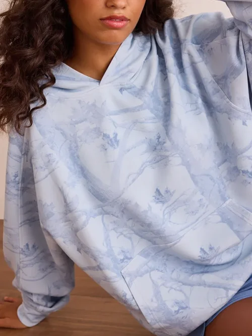 Alternative view of Custom Unisex loose hoodies light blue tie dye