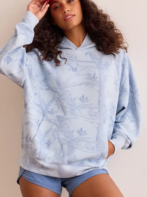 Custom Unisex loose hoodies light blue tie dye