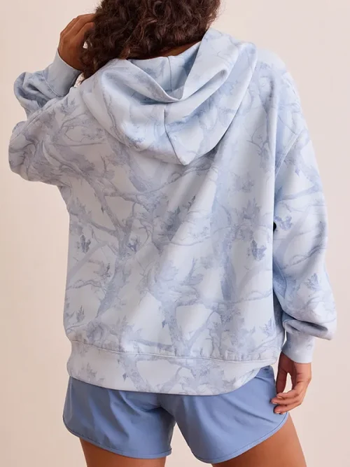 Custom Unisex loose hoodies light blue tie dye - Image 3