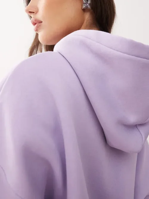 Customized women's lavender sports comfortable loose hoodies suit - Image 3