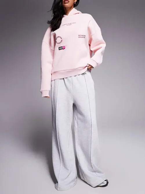 Custom trendy pink loose-fitting hoodie limited edition embroidery - Image 4