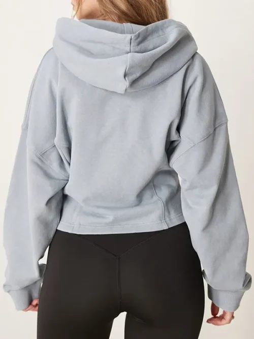 Alternative view of Custom light grey loose-fitting versatile zip-up hoodie maker