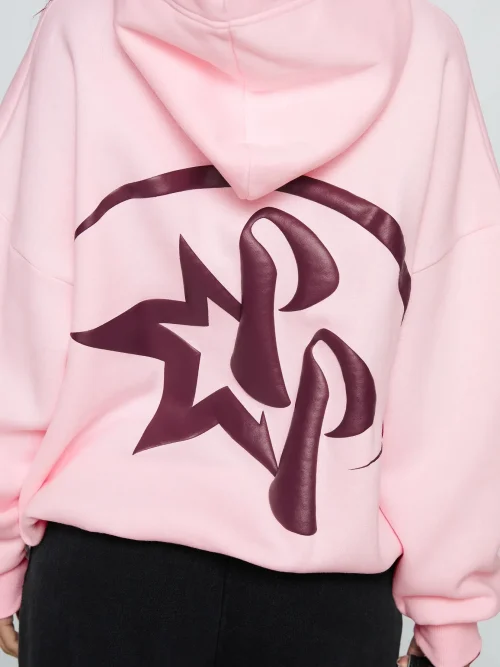 Custom logo print loose pink hoodies sweatshirt - Image 4