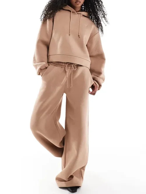 Light brown soft-textured hoodie custom with heart embroidery - Image 4