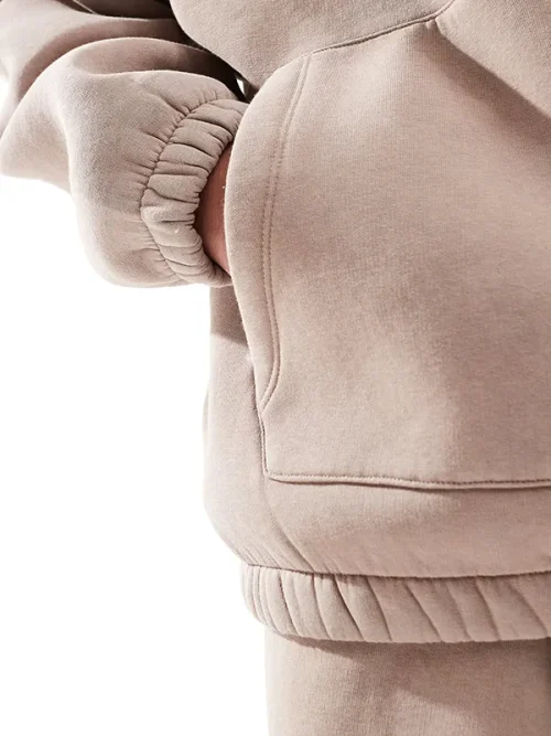 Distressed light brown heavyweight hoodies sweatshirt custom - Image 3
