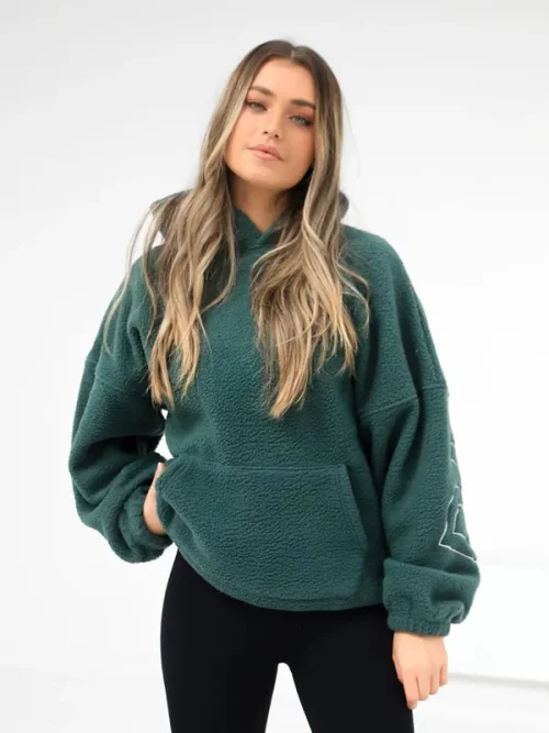 Oversized embroidered loose polar fleece hoodie custom