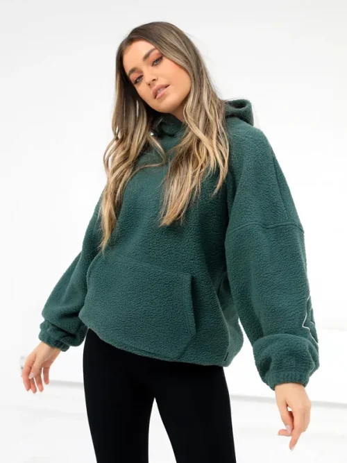 Alternative view of Oversized embroidered loose polar fleece hoodie custom