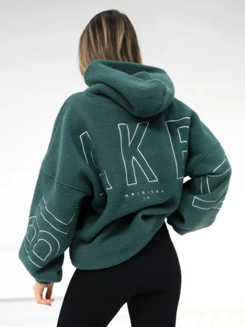 Oversized embroidered loose polar fleece hoodie custom - Image 5