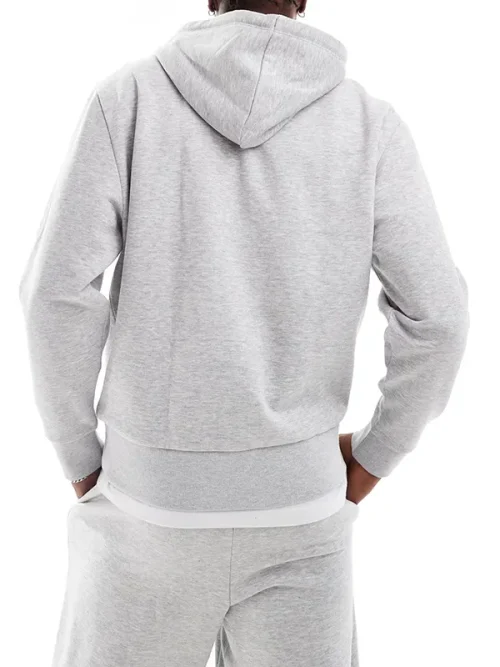 Custom couple light grey drawstring hoodies with logo print - Image 3