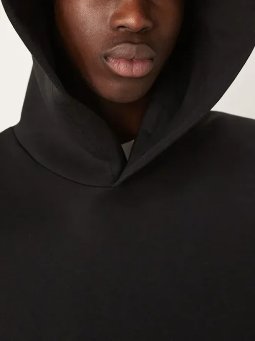 Alternative view of Customize simple all-black heavy cotton hoodie sweatshirt