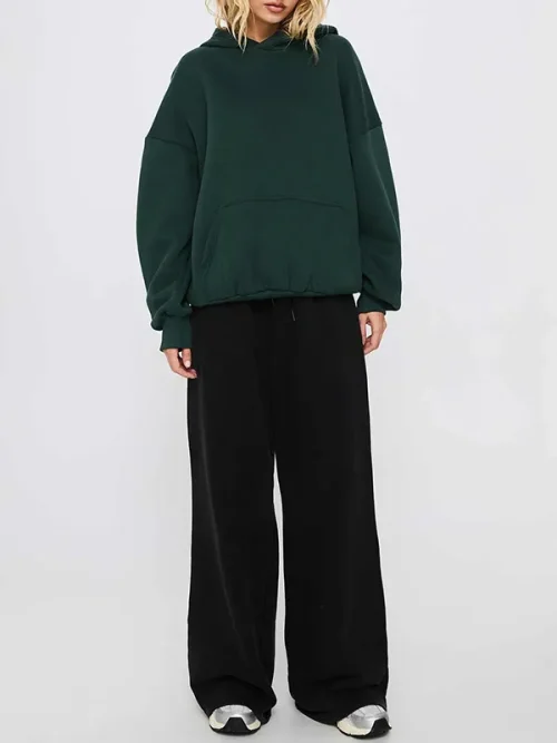 Customizing dark green lucky symbol dropped shoulder sleeve hoodie - Image 4