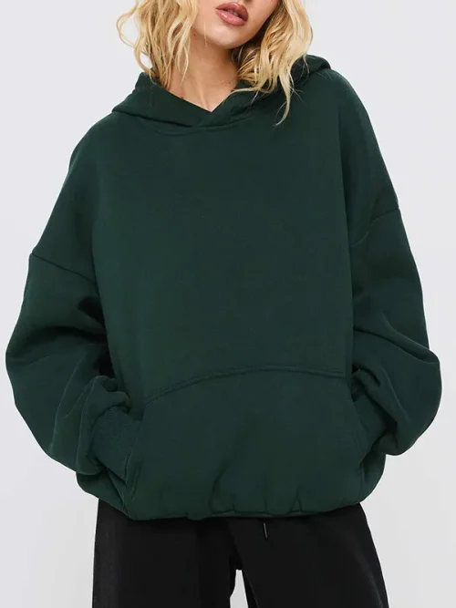 Customizing dark green lucky symbol dropped shoulder sleeve hoodie