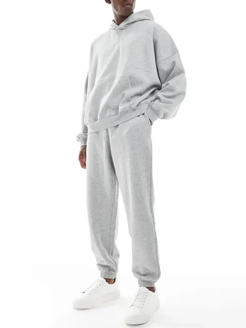 Hoodie for men light gray loose customized sweatshirt - Image 5