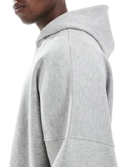 Hoodie for men light gray loose customized sweatshirt - Image 3