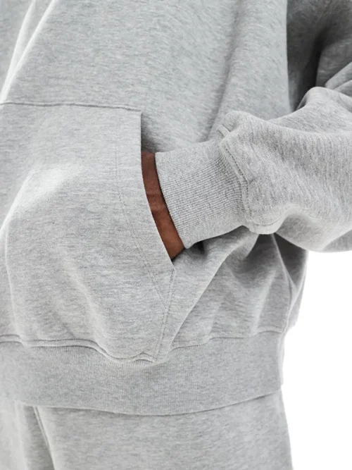 Hoodie for men light gray loose customized sweatshirt - Image 4