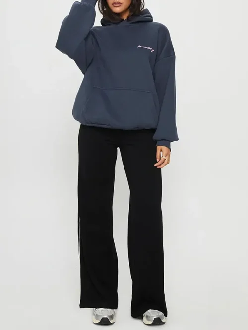 Navy loose-fitting hoodie custom printing - Image 4