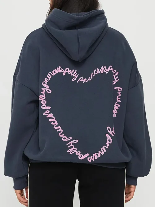 Navy loose-fitting hoodie custom printing - Image 3