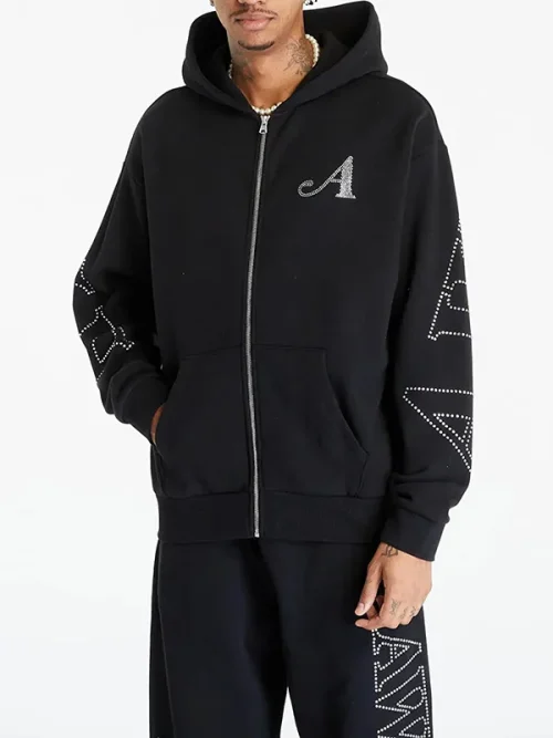 Black diamond lettering zip-up hoodie custom