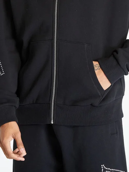 Black diamond lettering zip-up hoodie custom - Image 3