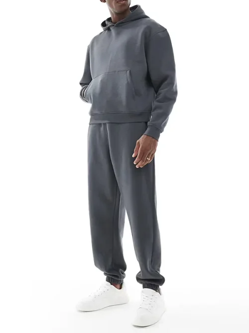 Custom Men's dark grey 3D kangaroo athletic hoodies - Image 4