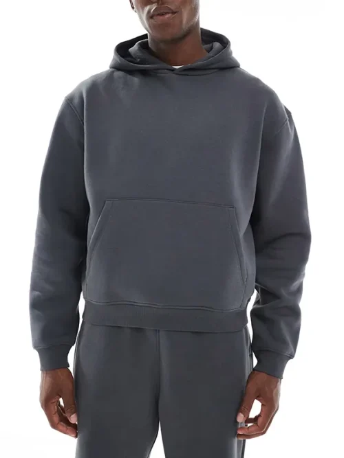 Custom Men's dark grey 3D kangaroo athletic hoodies