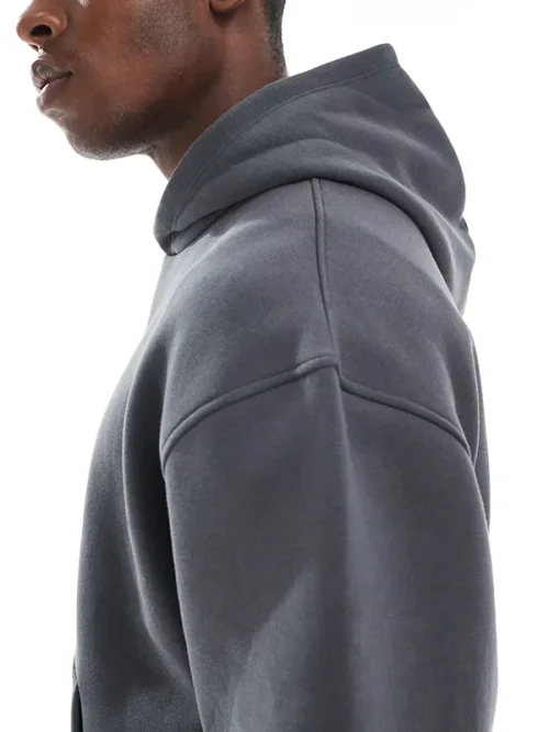 Custom Men's dark grey 3D kangaroo athletic hoodies - Image 3