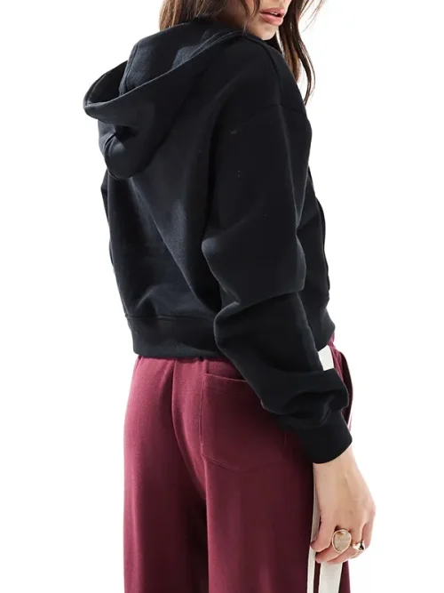 Alternative view of Custom women's cropped zipper black hoodie sweatshirt