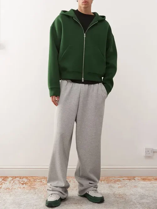 Custom Unisex loose dark green hoodie zip - Image 5
