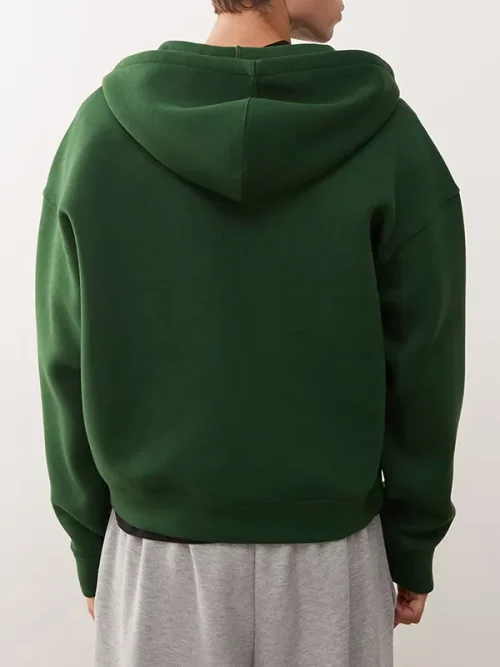 Custom Unisex loose dark green hoodie zip - Image 4