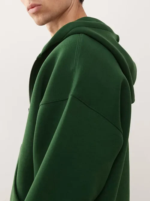 Custom Unisex loose dark green hoodie zip - Image 3