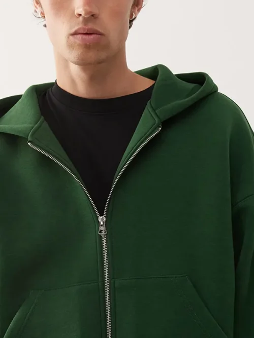 Alternative view of Custom Unisex loose dark green hoodie zip