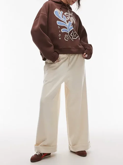 Custom design dark brown floral embroidered loose your own hoodie - Image 4