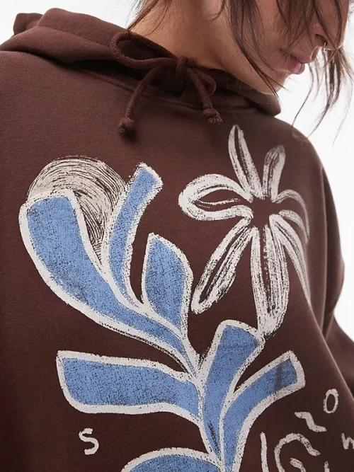 Alternative view of Custom design dark brown floral embroidered loose your own hoodie
