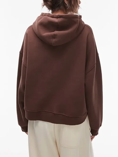 Custom design dark brown floral embroidered loose your own hoodie - Image 3