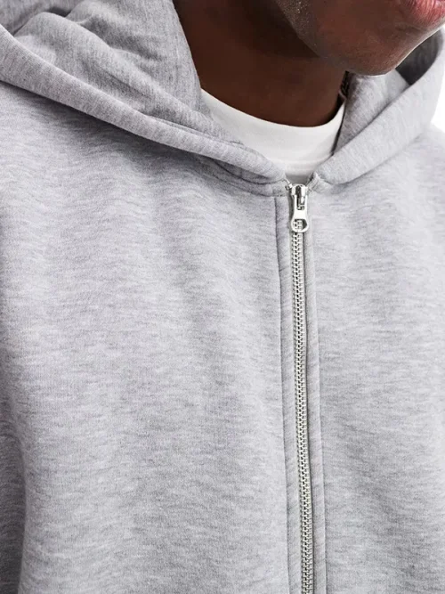 Alternative view of Custom high-grade gray loose zip-up hoodies for men