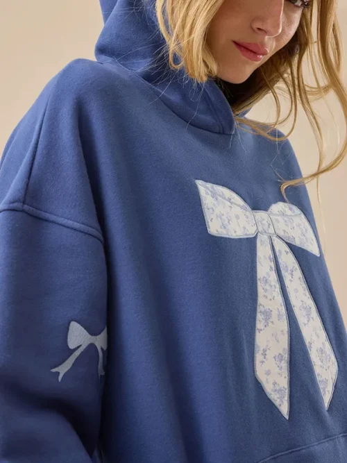 Alternative view of Custom blue drawstring hoodie floral bow ideas