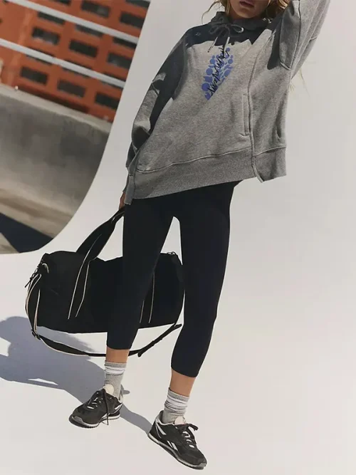 Custom light grey abstract ink print hoody - Image 5