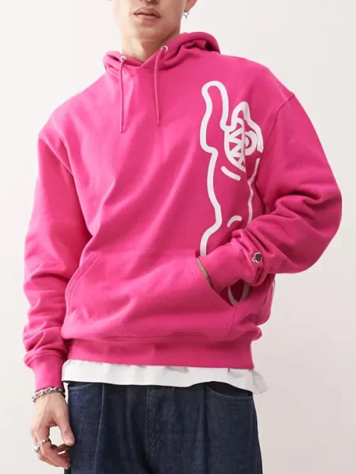 Custom unisex hand gesture image print rose pink hoodie