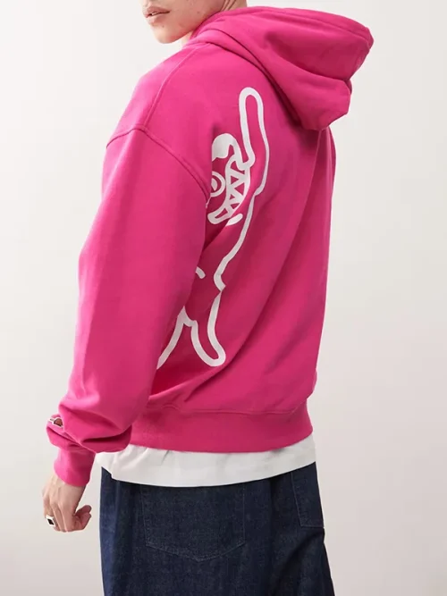 Custom unisex hand gesture image print rose pink hoodie - Image 3