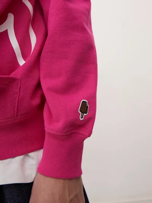 Custom unisex hand gesture image print rose pink hoodie - Image 4