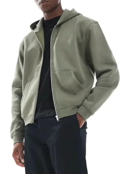 Custom Men's Olive Green Zipper Hoodies - Image 4