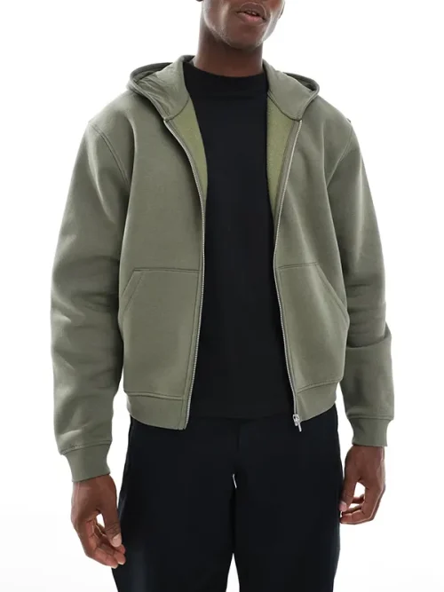 Custom Men's Olive Green  Zipper Hoodies