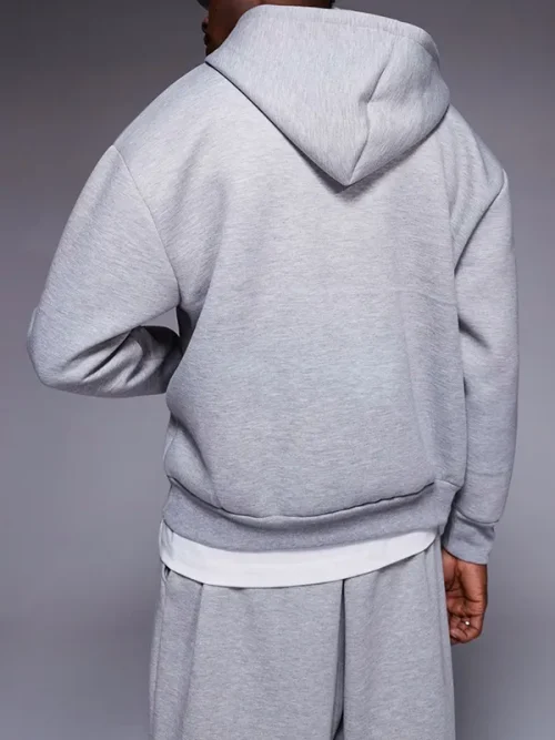 Customize your own heavy cotton light grey zip-up hoodie - Image 3