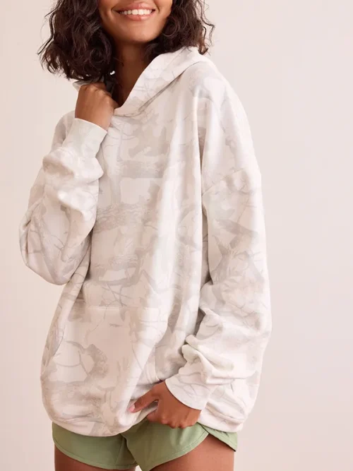 Customize Your Own White Botanical Print Loose Fit Hoodies