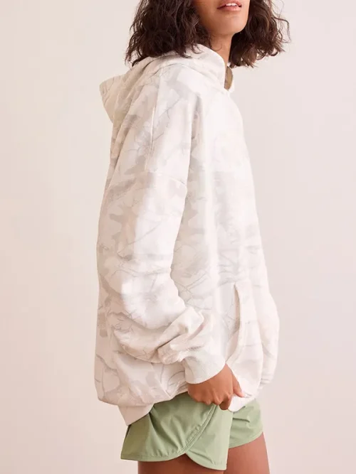Alternative view of Customize Your Own White Botanical Print Loose Fit Hoodies